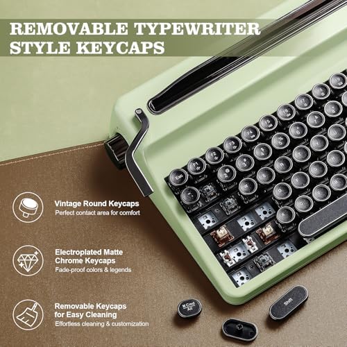 YUNZII QL75 Retro Typewriter Hot Swap RGB Keyboard (Green, Cocoa V2)