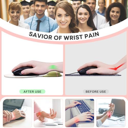 JIKIOU Ergonomic Mouse Pad with Gel Wrist Rest 2 Pack, Portable Small Rose