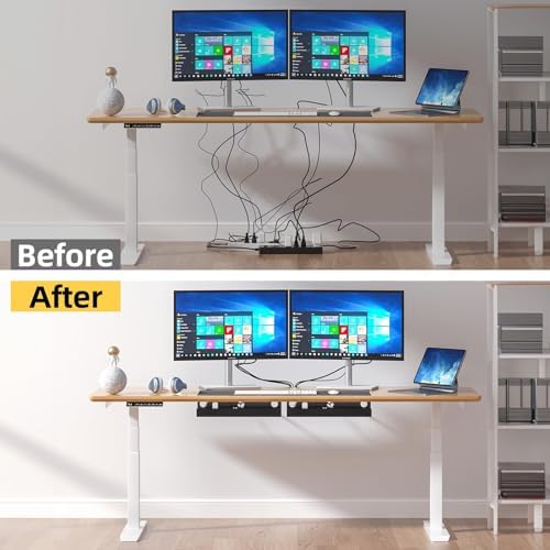 Yecaye 2 Pack Cable Management Under Desk, 31.5 in, Black