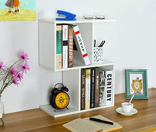 PAG-Mass Desktop Bookshelf Freestanding Wooden Countertop Bookcase Accessories Organizer Display Rack Dorm Desk Storage Shelf