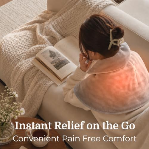 Callixe TheraWrap | Cordless Heating Pad for Neck, Shoulders, and Upper Back | Cervical Electric Massager with Instant Heat and Vibration for Pain Relief & Deep Relaxation | Ideal Gift for Mom & Dad