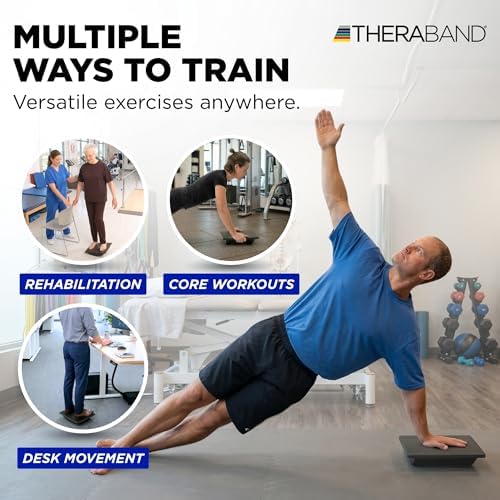 THERABAND Rocker Board, Wobble Balance Board, Core Strength Trainer, Black