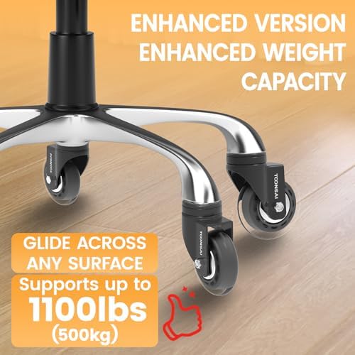 Upgraded,3 Inch Office Desk Chair Wheels Replacement, Stem 7/16-7/8（Black