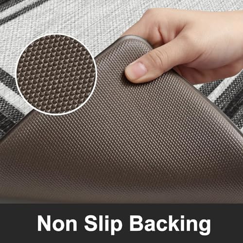 KIMODE Kitchen Rugs Cushioned Anti Fatigue Black Kitchen Mat Non-Skid Small
