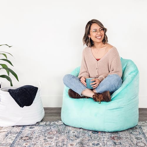 Big Joe Milano Bean Bag Chair for Kids, Teens, Adults, Mint Plush, Ultra-Soft Polyester, Lightweight Seat for Reading Nook and Gaming, 2.5 Foot Refillable
