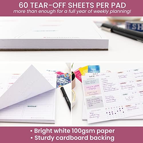 bloom daily planners Horizontal Weekly To Do List Notepad with 60 Undated Sheets - Weekly Desk Planner or Chore Pad with Priorities & Habit Tracker - 8.5” x 11” - Pastel