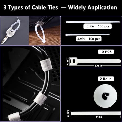 ELII 328Pcs White Cable Management Kit, 8 Magnetic Cable Clips
