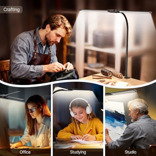 Syrinx LED Desk Lamp for Home Office, 18W 2000LM Dual Head Architect Lamp