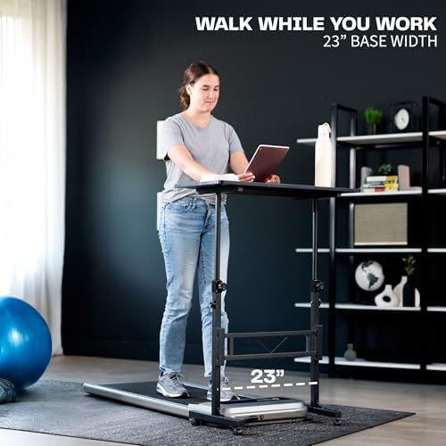 VIVO Mobile 32 x 16 inch Computer Workstation, Standing Portable Desk with Wheels for Laptop Work, Home Office, Black, CART-V02A