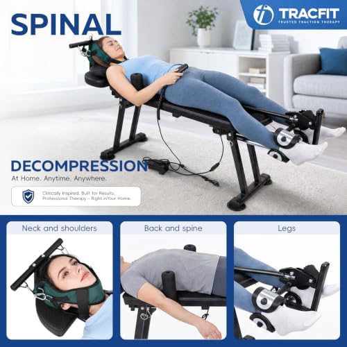 Spinal Decompression Table Electric Traction Machine for Neck and Back Pain Relief , Lumbar & Cervical Traction Bed, Remote Control Decompression Back Stretcher,880 Lbs Capacity
