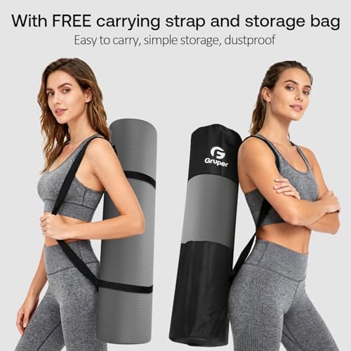 Gruper Yoga Mat Non Slip, 10/15mm Thick NBR Extra Thick Yoga Mat