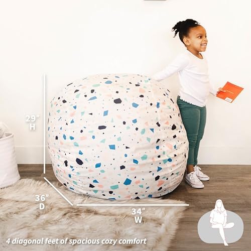 Big Joe Fuf Medium Foam Filled Bean Bag Chair with Removable Cover, Dolce Terazzo Lenox, Durable Woven Polyester, 3 feet Big