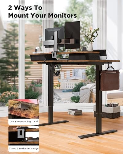 FiCiHi 35x20 Inch Electric Standing Desk, 2 Drawers, Adjustable Height Desk
