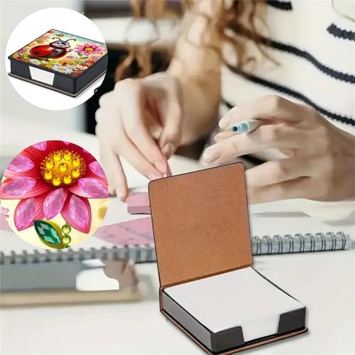 Ladybug Diamond Painting Note Box Memo Pad Holder, Diamond Art Sticky Notes Organizer for Desk, Aesthetic Stationery Storage Case for Office,School Supplies (Ladybug)
