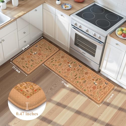 KIMODE Kitchen Floor Mats for Floor Cushioned Anti Fatigue,Rugs Sets of 2
