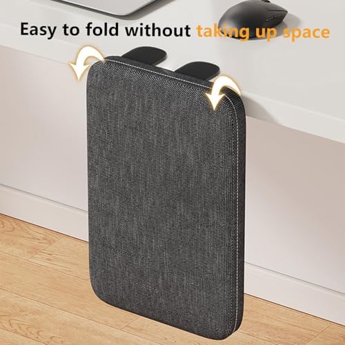 Foldable Armrest Desk Mount - Metal Support + Cushioned Pad for Wrist Relief, Ergonomic Workstation Accessory (Black)