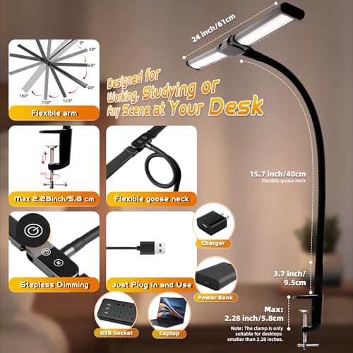 LED Desk Lamp for Office Dorm Home, No Assembly Required