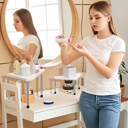 Weenson Bathroom Counter Organizer Over Sink for Toiletries Makeup, Kitchen Countertop Organizer Spice Rack for Salt, 2-Tier Corner Counter Shelf for Coffee Area Storage Dresser Table Bamboo