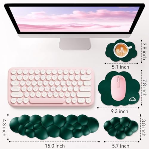 Sushret Cloud Wrist Rest for Computer Keyboard and Mouse Pad Set,Dark Green