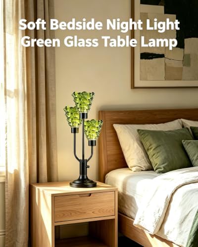 Mid Century Modern Black Glass Table Lamp Dimmable Vintage Lamp