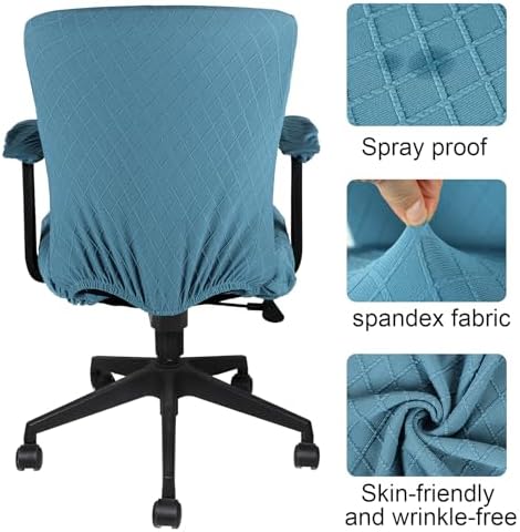 Tallew 4 Pcs Office Chair Covers Stretch Seat Armrest, Azure Blue