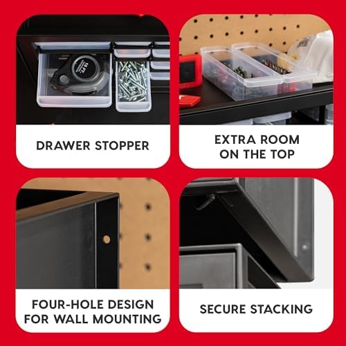 IRIS USA 26-Drawer Teacher Toolbox, Stickers, Markers, Made in USA, Black
