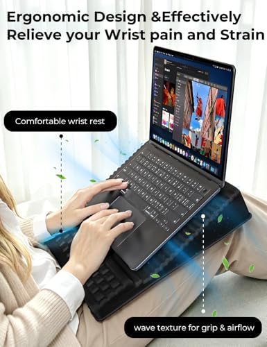 Laptop Stand with Wrist Rest, Reversible Lap Desk with Support