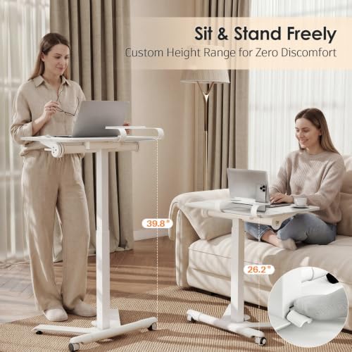 ROMOON Portable Standing Desk with Wheels, Height Adjustable Mobile Desk