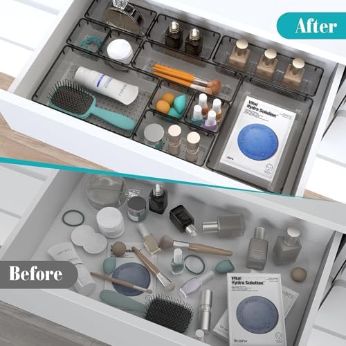 28 PCS Plastic Drawer Organizers Set, 4 Size Desk Drawer Organizer Trays
