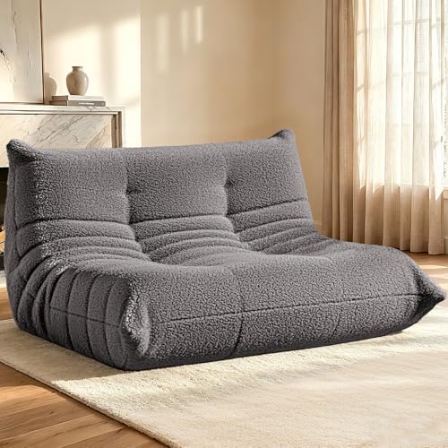 HABUTWAY Bean Bag Chairs Fireside Lazy Floor Sofa,2 Seater,Grey