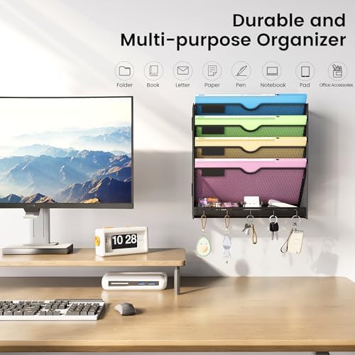 Hanging Wall File Organizer 5-Tier Wall Mount Mail Organizer