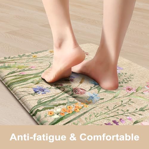 KIMODE Anti Fatigue Kitchen Mat, Cushioned Farmhouse Kitchen Runner Rug