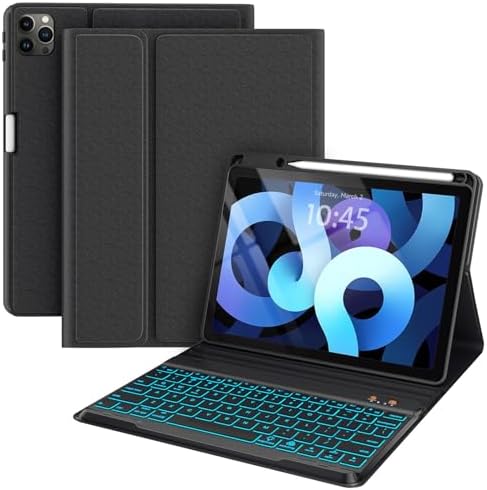 Keyboard Case for iPad Air 11" M4 2026/ M3 2025/ M2 2024, Air 5th/4th Generation 10.9", Case with Keyboard for iPad Pro 4th/3rd/2nd/1st Gen 11 Inch, 7 Backlit Detachable Folio Cover with Pencil Holder