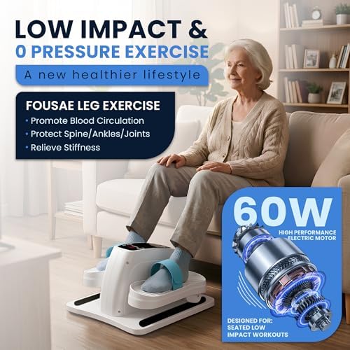 Under Desk Elliptical Machine, Electric Leg Exerciser for Seniors & Adults, Quiet Portable Seated Pedal Exerciser with Remote Control, LCD Display, 12 Speed Auto & Manual Modes