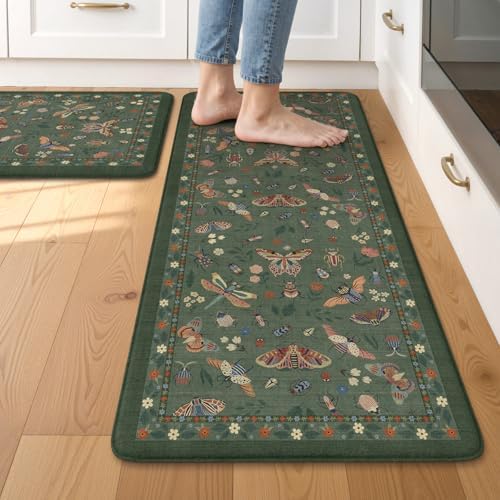 LEEVAN Anti Fatigue Kitchen Mats for Floor, Cushioned Kitchen Mat Set 2PCS