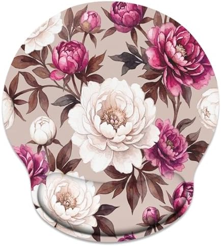 Britimes Ergonomic Mouse Pad with Wrist Support, Peony Floral