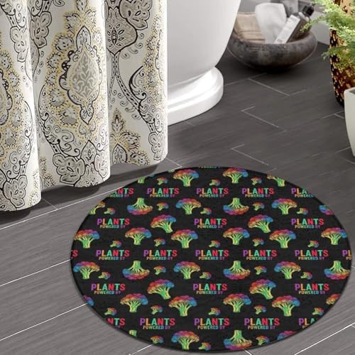 Men's Large Home Decor Mat, Soft Round Yoga Carpet, Non Slip Machine Washable Home Office Circle Rug Powered by Plants Vegan, 24inch