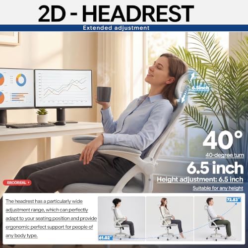 Ergonomic Mesh Office Chair with Headrest, Lumbar Support, 400 lbs