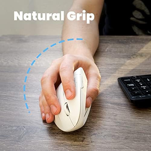 Perixx PERIMICE-713W Wireless Ergonomic Vertical Mouse - 2.4G Spec with USB Receiver - On/Off Switch - 6 Buttons Right Handed Design - White