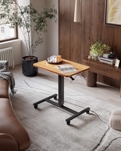 YIHAYO 24 x 16 Inches Mobile Small Standing Desk with Wheels, Rustic Brown