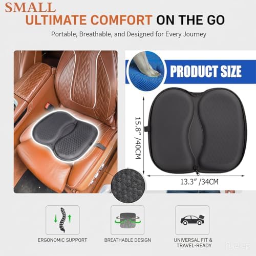 Foldable Seat Cushion for Travel, Honeycomb Gel Seat Cushion with Zipper & Handle, Portable Honeycomb Gel Cushion for Fatigue Relief, Ventilative Butt Pillow 15.8 x 13.3 x 1.4 Inches (1 in Blue)