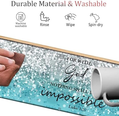 4 in 1 Mouse Pad Combo, Large Gaming Mouse Pad + Keyboard Wrist Support + Mouse Wrist Rest + Coaster, Table Pad 31.5 "x 11.8" with Memory Foam Ergonomic Wrist Pad Set, Blue Flash Bible Pattern
