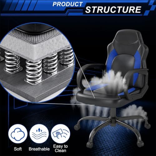 Comfy Gaming Chair, High‑Back Computer Video Game Chair, Blue