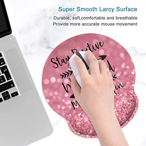 ITNRSIIET Ergonomic Mouse Pad with Wrist Support Wrist Rest Smooth Surface Non-Slip Rubber Base Comfortable Office Supplies Pain Relief, 9.8 x 9.1 inches, Pretty Inspirational Quotes