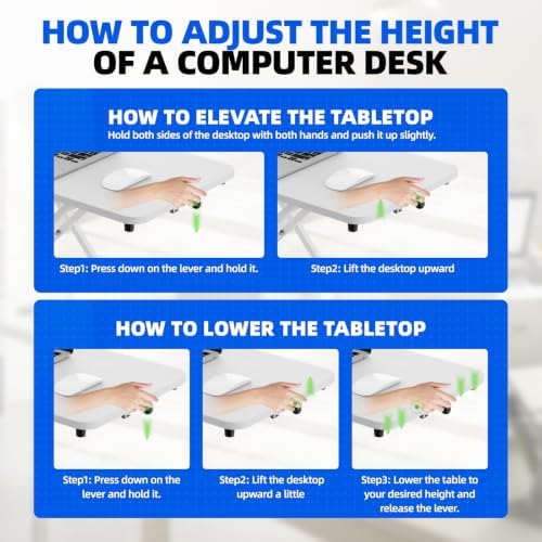 Standing Desk Converter 24 Inch, Height Adjustable Sit to Stand Desk Riser, Ergonomic Desktop Workstation for Laptop and Single Monitor, Home Office Computer Desk Riser-White