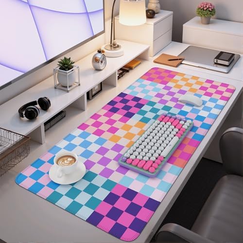 iCasso Desk Matt for Desktop, Cute Desk Pad Mat, Colour Checkered