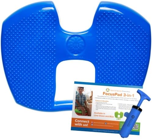 Special Needs Essentials FocusPad 3-in-1 | Blue Bouncy Chair | Sensory Foot Cushion | Therapy Tools for Kids and Adults with ADHD & Autism (Blue)