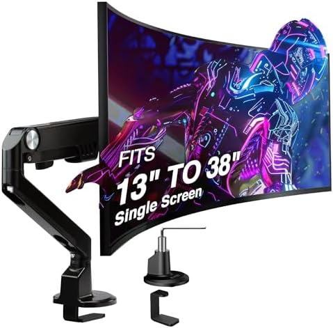 AVLT Single 13"-38" Monitor Arm Desk Mount - Black