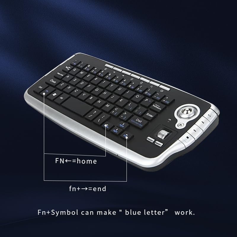 Mini Ergonomic Keyboard Trackball Air Mouse Scroll Wheel Function 2.4G Wireless Keyboard with trackball Mouse Keyboartd Combo for Lapotp PC TV Remote Controller HTPC (Silver)