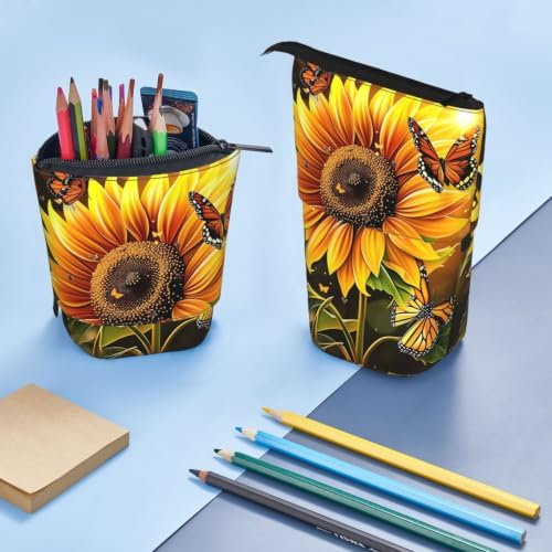Sunflowers Bee Flowers Standing Pencil Case